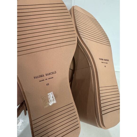 PALOMA BARCELÒ EMMY ANKLE STRAP WEDGE SANDAL IN NOCCIOLA tan size 40/ Us 10 - Picture 4 of 9